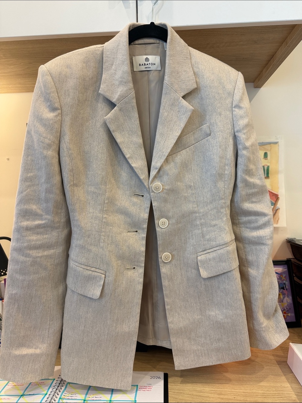 Babaton Light Cream Linen-Blend Women's Blazer